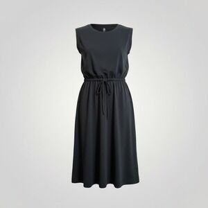 Lou & Grey Drawstring Waist Dress XSP Petite Sleeveless NEW Casual Black Stretch